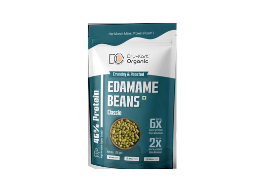 Front of the Dry-Kart Organic Classic Edamame Beans 100 g pouch.