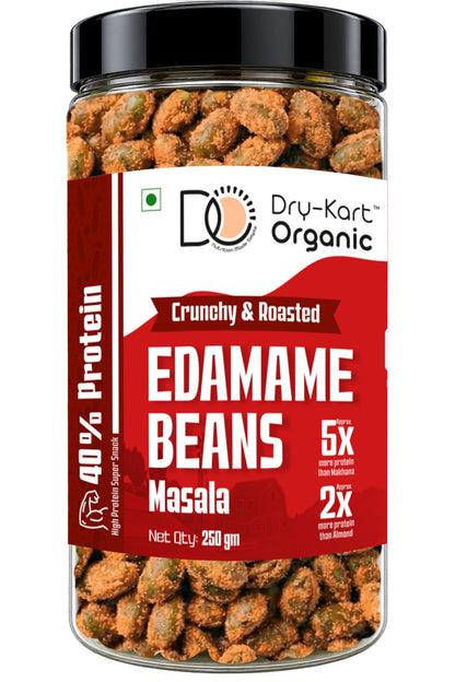 Dry-Kart Organic roasted edamame masala, 250 g PET jar, original front view