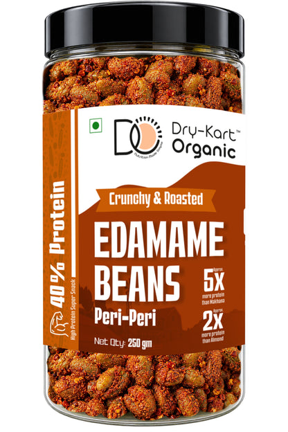 Dry-Kart Organic roasted edamame peri peri, 250 g PET jar, original front view