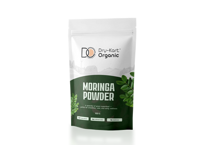 Dry-Kart Organic moringa powder, 100 g pouch, original front view