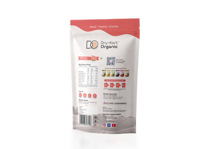 Dry-Kart Organic freeze dried pink guava, 28 g pouch, original back view