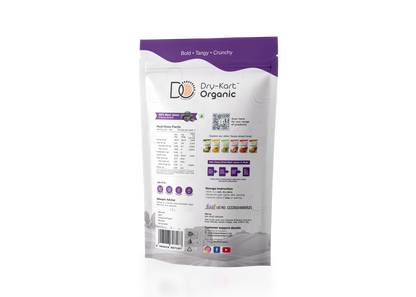 Dry-Kart Organic freeze dried black jamun, 32 g pouch, original back view