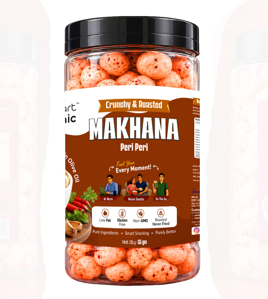 Dry-Kart Organic roasted makhana peri peri, 55 g PET jar, original front view