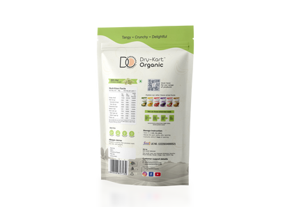 Dry-Kart Organic freeze dried kiwi, 20 g pouch, original back view