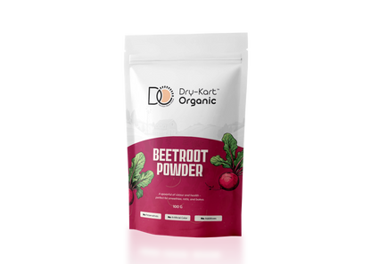 Dry-Kart Organic beetroot powder, 100 g pouch, original front view