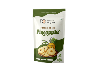 Dry-Kart Organic freeze dried pineapple, 28 g pouch, original front view
