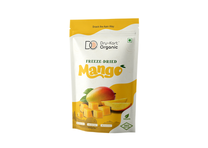 Dry-Kart Organic freeze dried mango, 28 g pouch, original front view