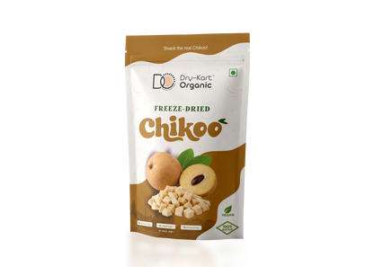Dry-Kart Organic freeze dried chikoo, 40 g pouch, original front view