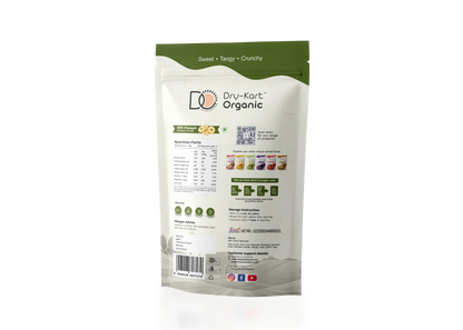 Dry-Kart Organic freeze dried pineapple, 28 g pouch, original back view