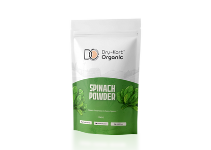 Dry-Kart Organic spinach powder, 100 g pouch, original front view