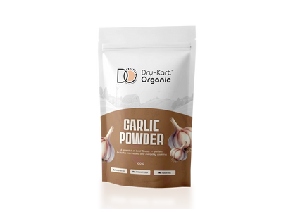 Dry-Kart Organic garlic powder, 100 g pouch, original front view