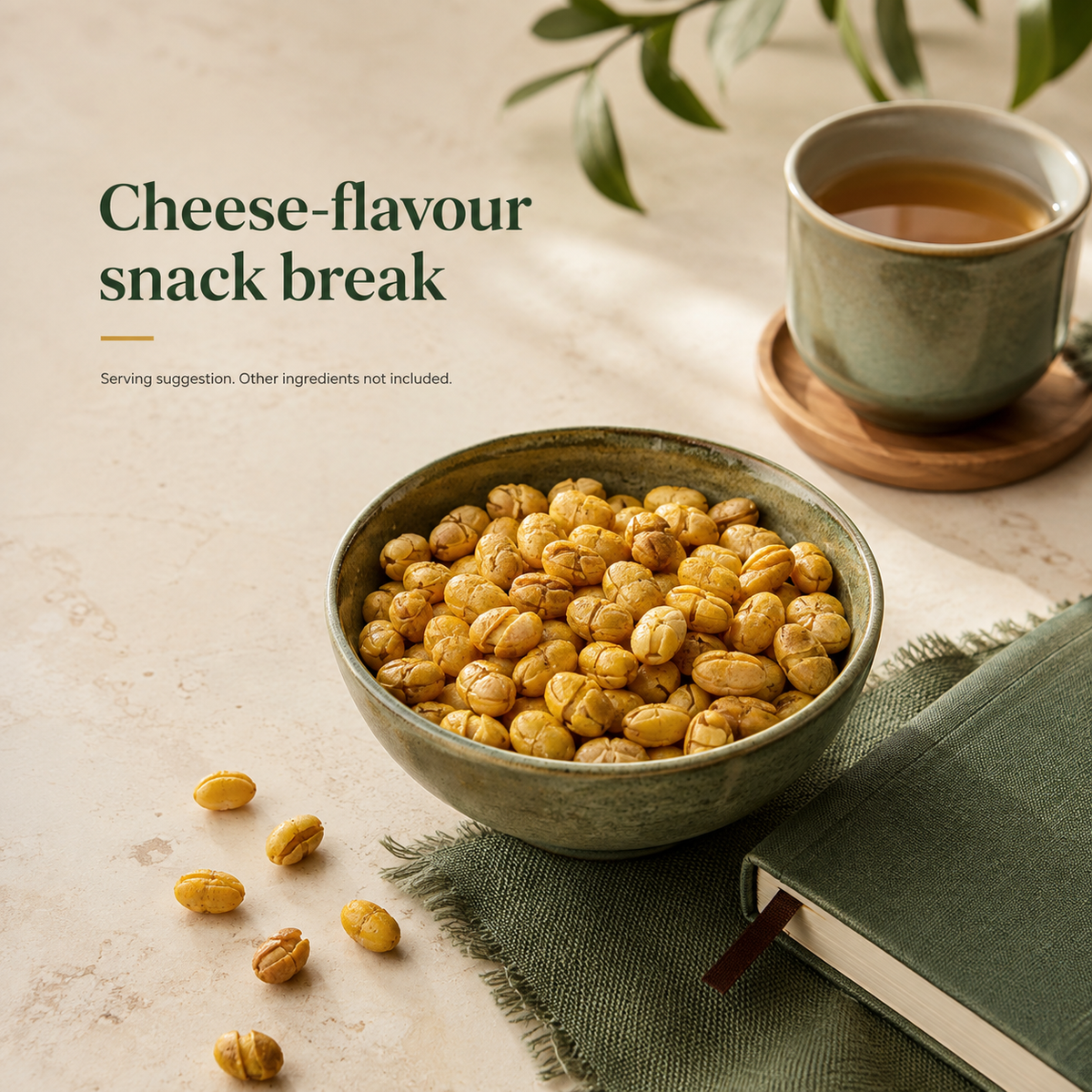 Roasted Edamame Beans — Cheese | 250 g PET jar — product and serving information